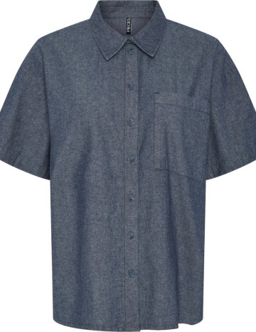 Cămașă cu mânecă scurtă Pieces, albastru