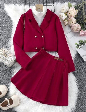Compleu Sacou și Fustă Shein, roșu