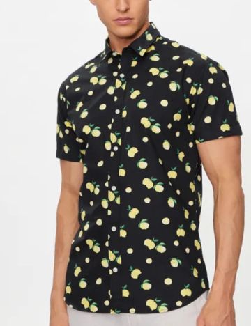 Cămașă cu mânecă scurtă Jack & Jones, negru