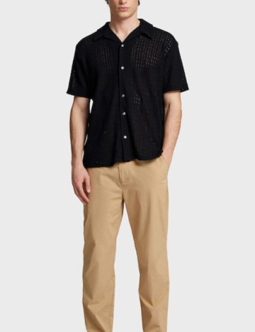 Cămașă cu mânecă scurtă Selected, negru