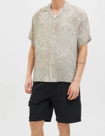 Cămașă cu mânecă scurtă Jack & Jones, bej