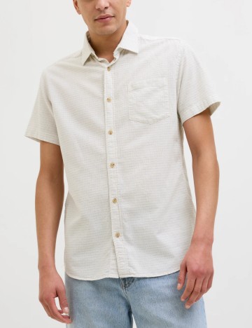 Cămașă cu mânecă scurtă Jack & Jones, bej