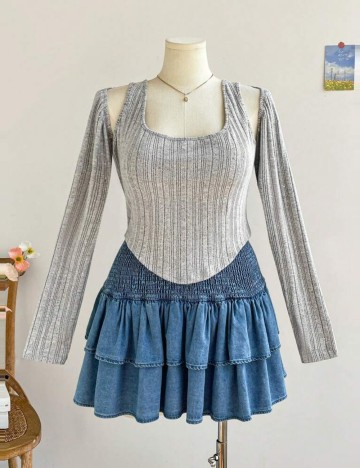 Bluză Shein Curve+, gri