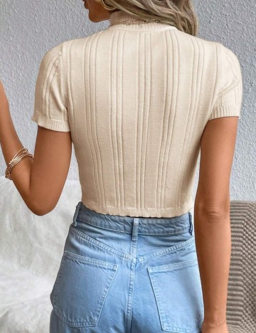 Pulover cu mânecă scurtă Shein, bej