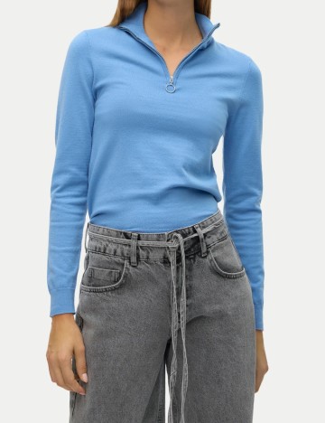 Bluză cu fermoar Vero Moda, albastru