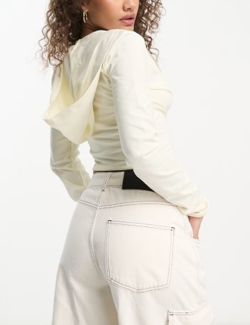 Hanorac Cu Fermoar ASOS, crem