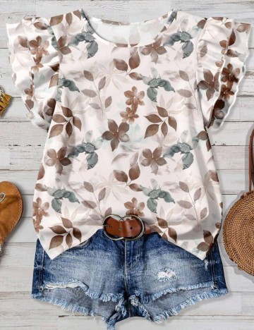 Cămașă cu mânecă scurtă Shein Curve+, mix culori