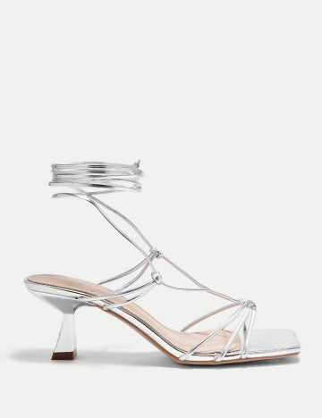 Sandale Cu Toc Shein, argintiu
