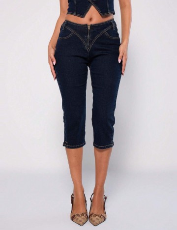 Jeans 3/4 Shein, albastru