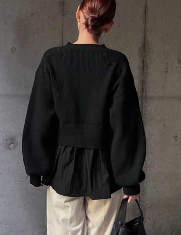 Pulover cu nasturi Shein FRIFUL, negru