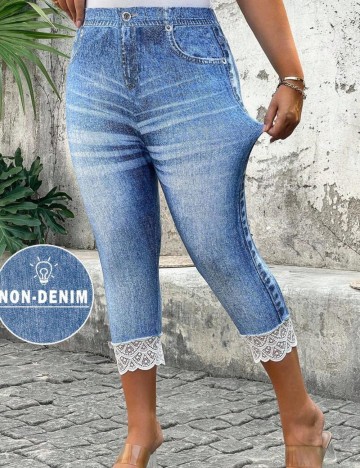 Colanți 3/4 Shein Curve+, albastru