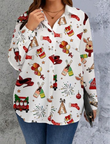 Cămașă Shein Curve+, alb