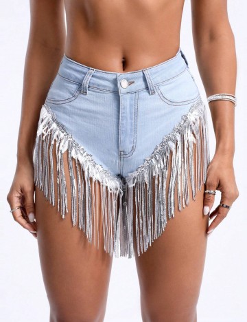 Pantaloni scurți de blugi Shein, negru