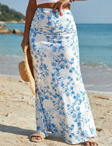 Fustă maxi Shein Curve+, alb