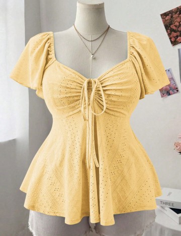 Cămașă cu mânecă scurtă Shein Curve+, galben