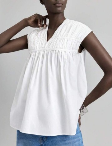 Cămașă cu mânecă scurtă Shein, alb