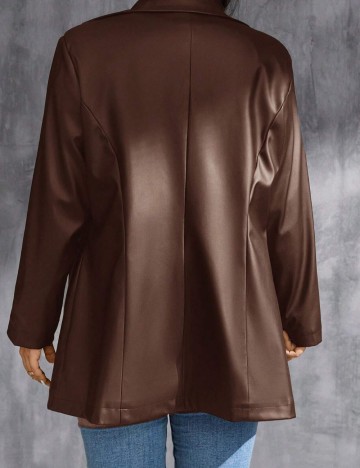 Sacou imitație de piele Shein Curve+, maro