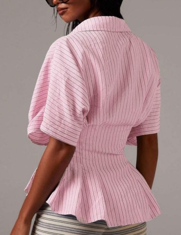Cămașă cu mânecă scurtă Shein, roz