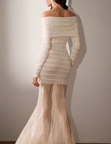 Rochie maxi Shein Anewsta, crem