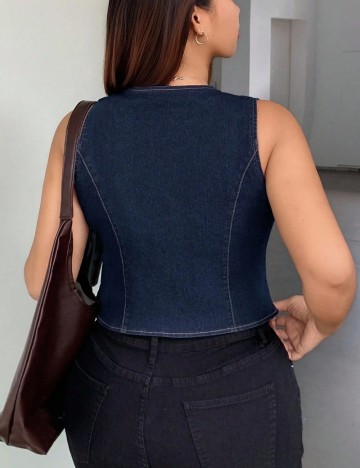 Vestă de blugi Shein Curve+, albastru