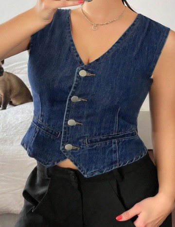 Vestă de blugi Shein Curve+, albastru