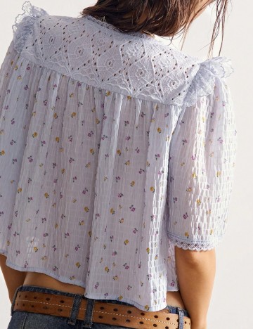 Cămașă cu mânecă scurtă Shein, albastru