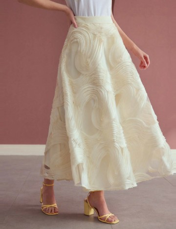 Fustă midi Shein MOTF, crem