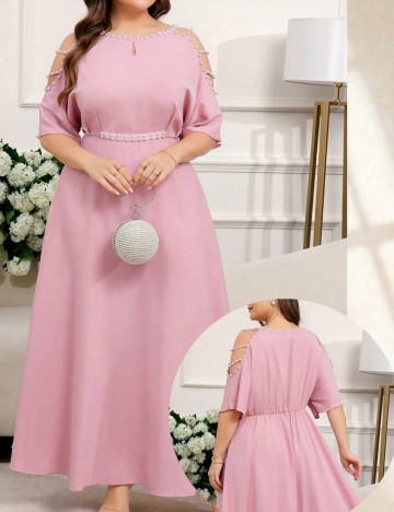 Rochie maxi Shein Curve+, roz