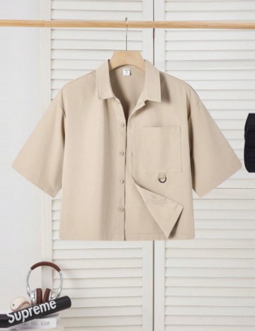 Cămașă cu mânecă scurtă Shein, bej