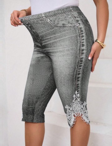 Colanți scurți Shein Curve+, gri