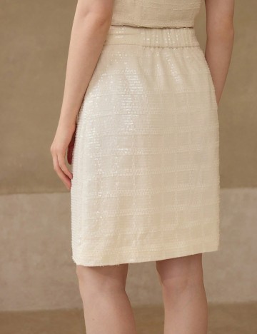 Fustă midi Shein MOTF, crem