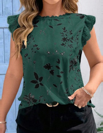 Cămașă cu mânecă scurtă Shein Curve+, verde