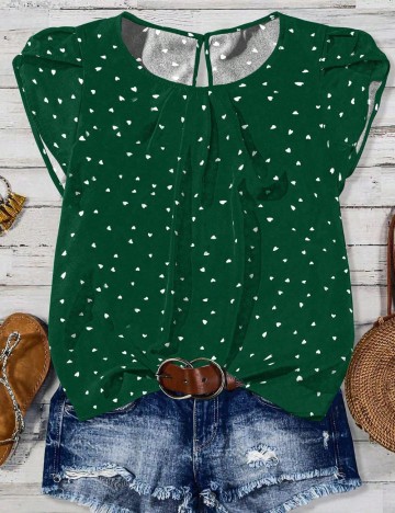 Cămașă cu mânecă scurtă Shein Curve+, verde