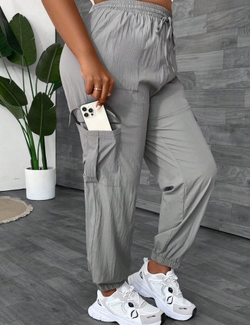 Pantaloni Shein Curve+, gri