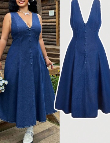 Rochie maxi Shein Curve+, albastru