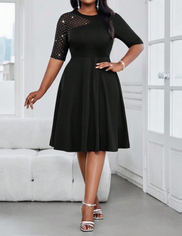 Rochie midi Shein Curve+, negru