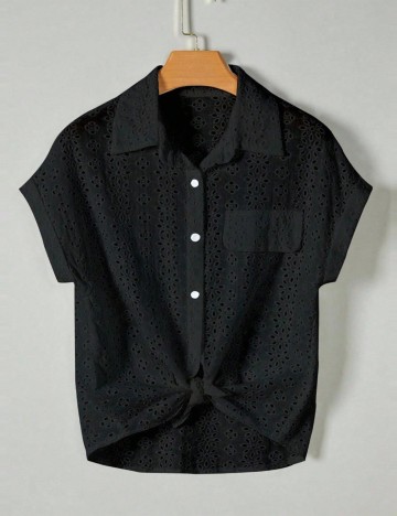 Cămașă cu mânecă scurtă Shein, negru