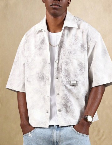 Cămașă cu mânecă scurtă Shein SUMWON, gri