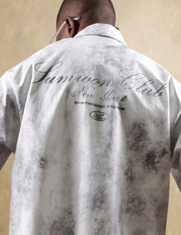 Cămașă cu mânecă scurtă Shein SUMWON, gri