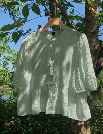 Cămașă cu mânecă scurtă Shein Curve+, verde