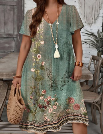 Rochie midi Shein Curve+, mix culori