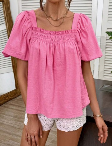 Cămașă cu mânecă scurtă Shein, roz
