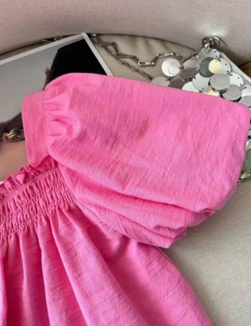 Cămașă cu mânecă scurtă Shein, roz