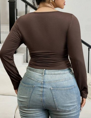 Bluză Shein Curve+, maro