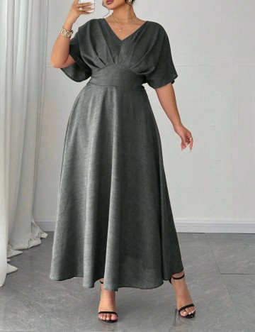 Rochie maxi Shein Curve+, gri