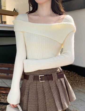 Pulover Shein DAZY, crem