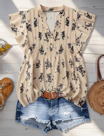 Cămașă cu mânecă scurtă Shein Curve+, mix culori