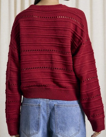 Pulover cu nasturi Shein AIIRZ, vișiniu