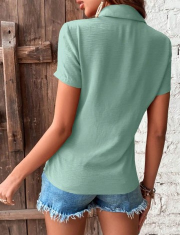 Cămașă cu mânecă scurtă Shein, verde