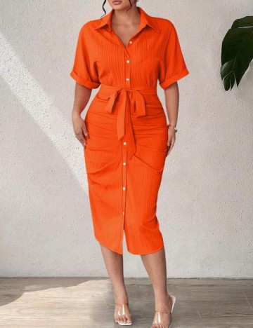 Rochie midi Shein Curve+, portocaliu